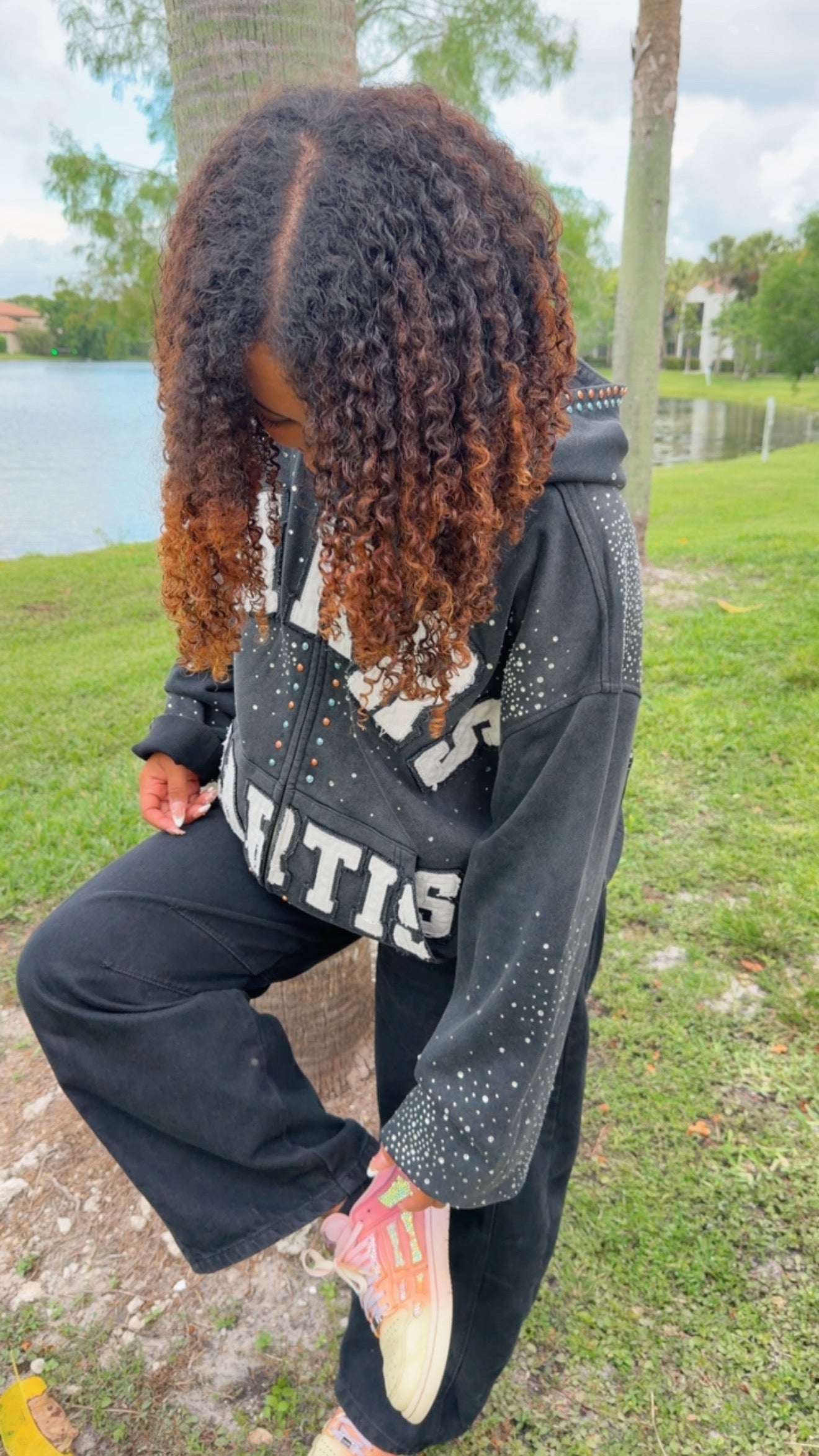 SNKRS HEARTIST Rhinestone Zip Hoodie