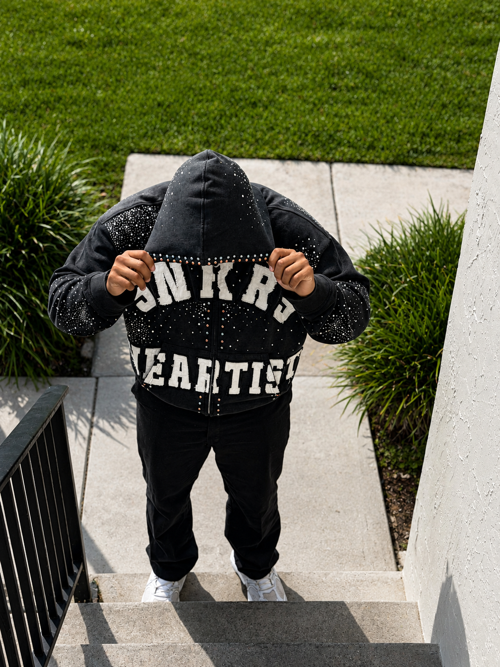 SNKRS HEARTIST Rhinestone Zip Hoodie