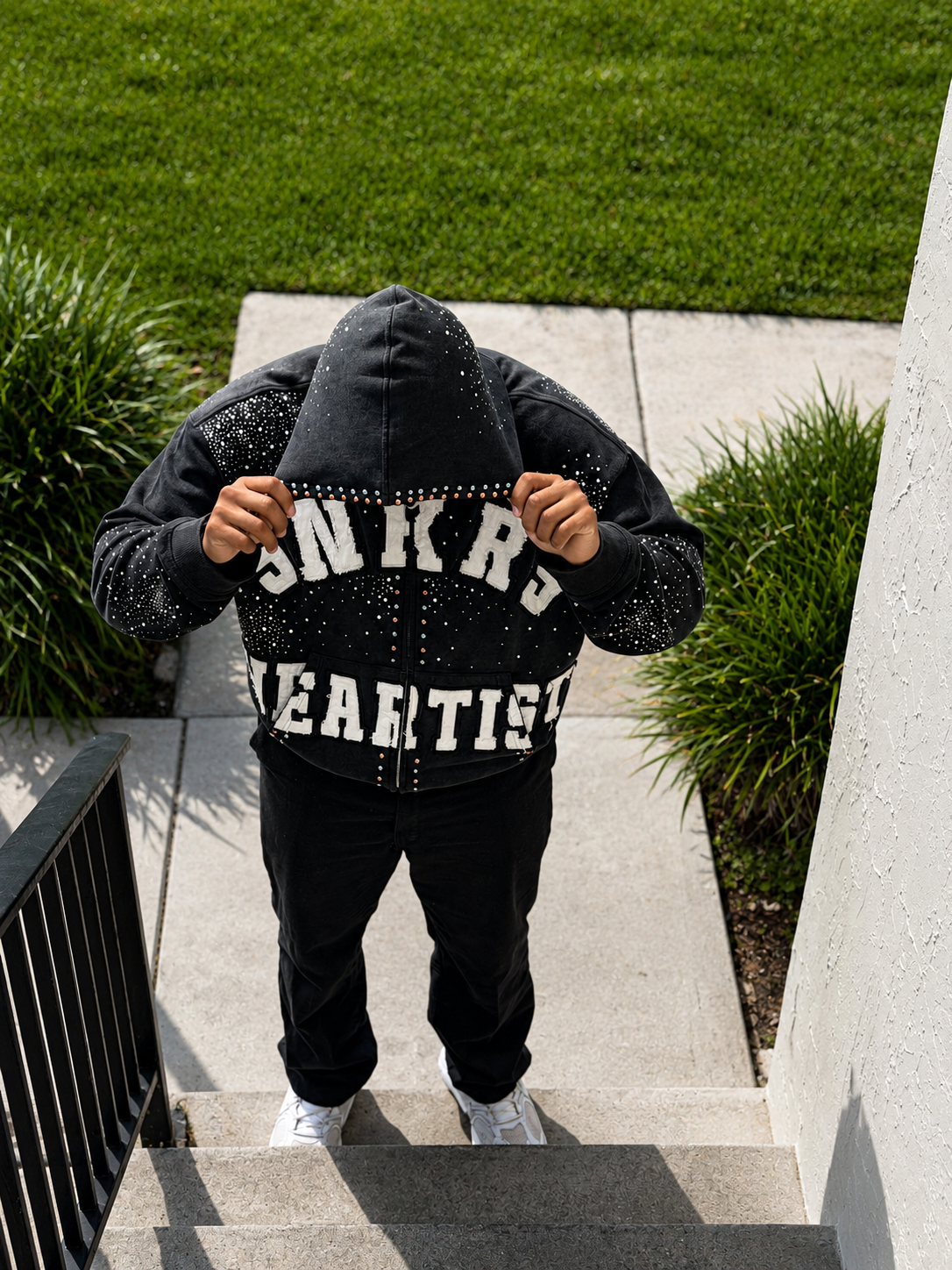 SNKRS HEARTIST Rhinestone Zip Hoodie