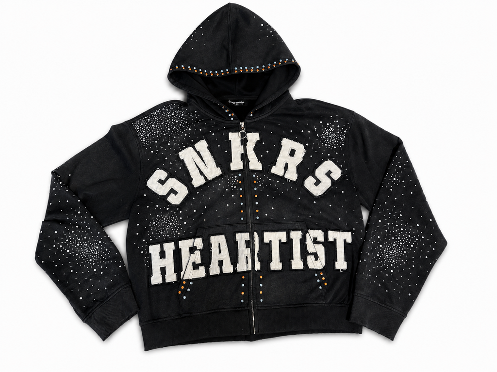 SNKRS HEARTIST Rhinestone Zip Hoodie